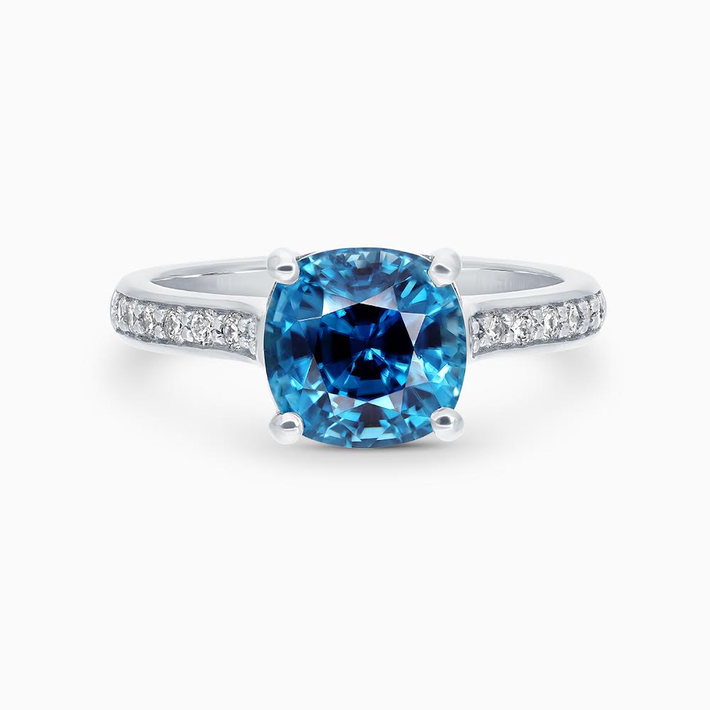 Ring solitaire Aurora blue zircon